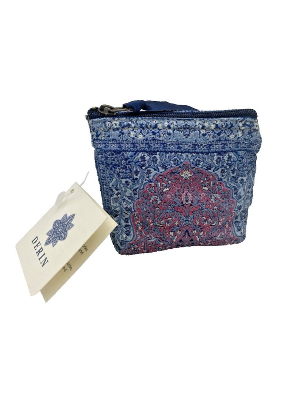 Derin Woven Tapestry Coin Purse Pouch Floral Zippered Organizer NEW